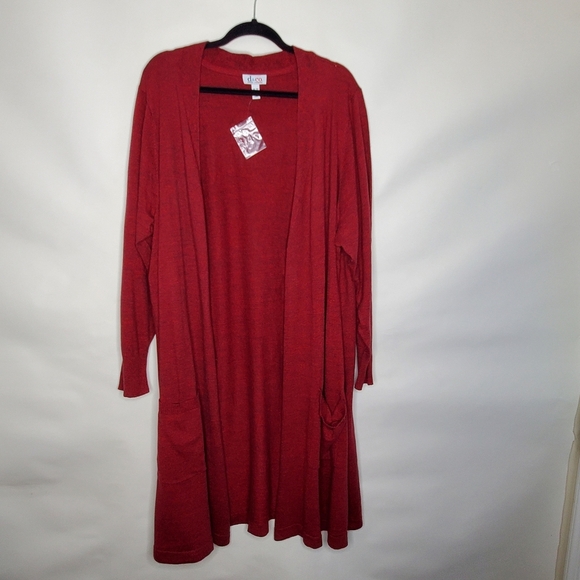 NEW Denim & Co. Marled Long-Line Open Front Cardigan Size 5X Long Sleeve Duster - Picture 12 of 13